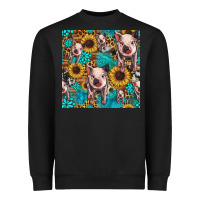 Black cute pig with patches seamless pattern Heavyweight Sweatshirt - HRA Design Shop
