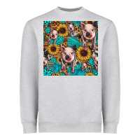 Heather Grey cute pig with patches seamless pattern Heavyweight Sweatshirt - HRA Design Shop