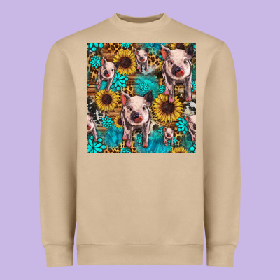 Cute Pig With Patches Seamless Pattern Heavyweight Sweatshirt Designed By Hra Design Shop