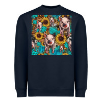Navy cute pig with patches seamless pattern Heavyweight Sweatshirt - HRA Design Shop