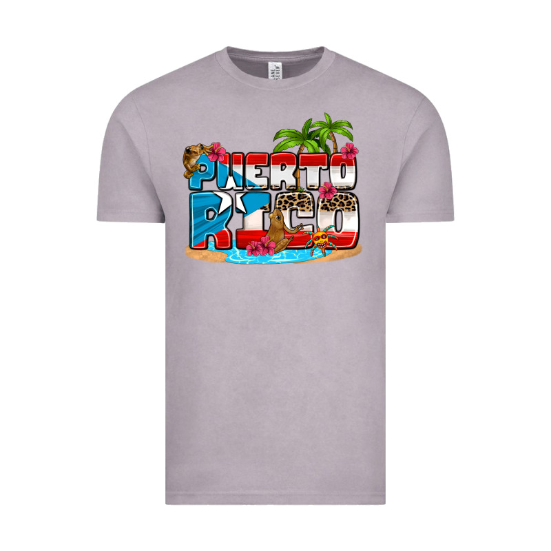 Puerto Rico And Flowers With Frog Vintage Tee by AdoDesignShop | Teevron