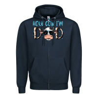 Navy holy cow i'm dad Zipper Hoodie - MaliasSmallBusiness