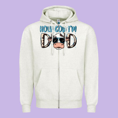 Holy Cow I'm Dad Zipper Hoodie Designed By Maliassmallbusiness