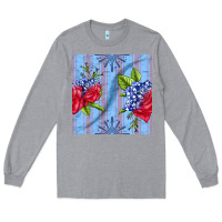 Heather Grey patriotic rose Long Sleeve Tee - BundleAndBundleShop