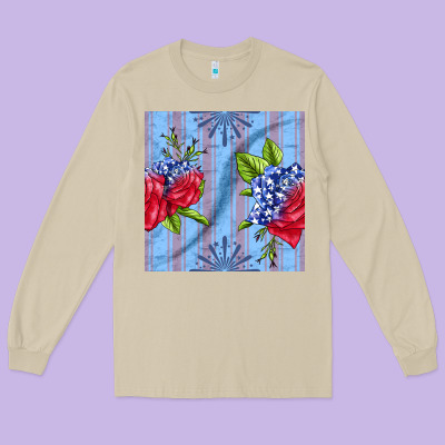 Patriotic Rose Long Sleeve Tee Designed By Bundleandbundleshop