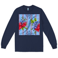 Navy patriotic rose Long Sleeve Tee - BundleAndBundleShop