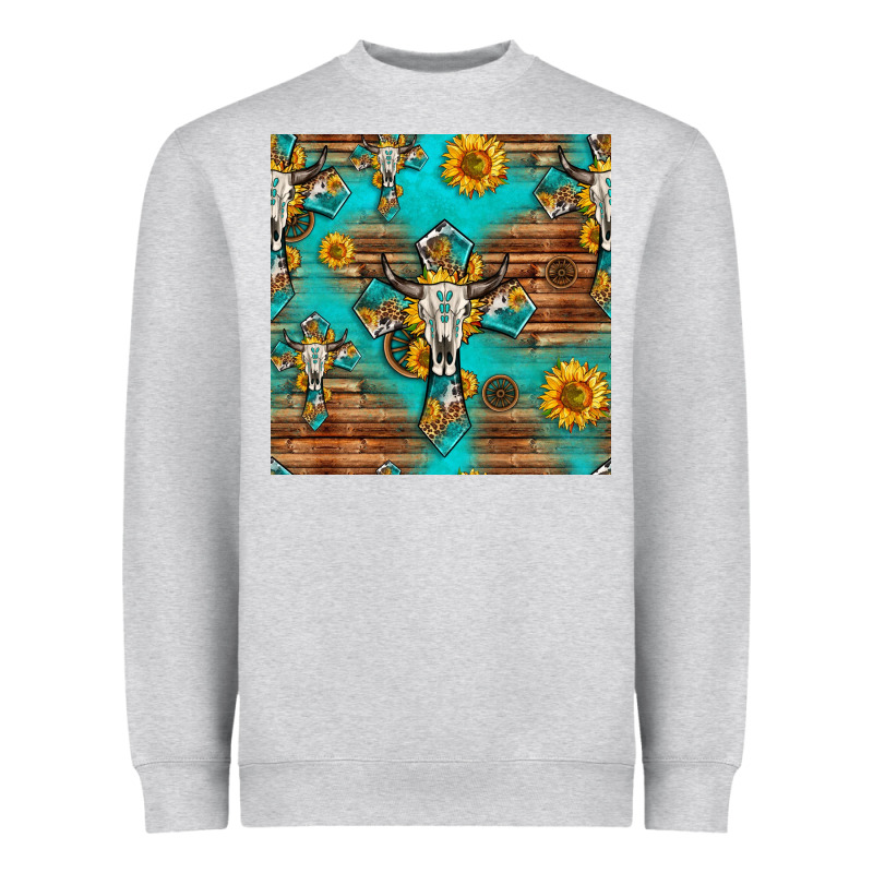 Bull Skull Cross Seamless Pattern Heavyweight Sweatshirt by HRA Design Shop | Teevron
