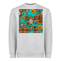 Heather Grey bull skull cross seamless pattern Heavyweight Sweatshirt - HRA Design Shop