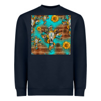 Navy bull skull cross seamless pattern Heavyweight Sweatshirt - HRA Design Shop