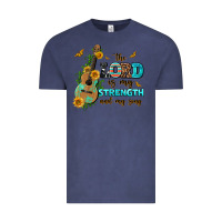 Vintage Denim the lord is my strength and my song guitar with su Vintage Tee - AdoDesignShop