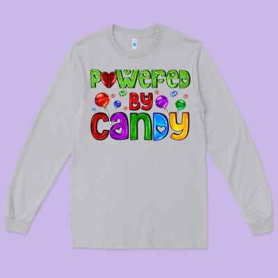 Powered By Candy With Lollipops Long Sleeve Tee Designed By Adodesignshop