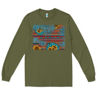 Army Green sunflower gemstone serape background Long Sleeve Tee - AdoDesignShop