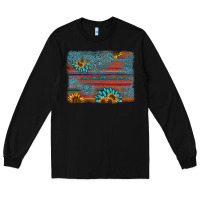 Black sunflower gemstone serape background Long Sleeve Tee - AdoDesignShop