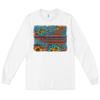 White sunflower gemstone serape background Long Sleeve Tee - AdoDesignShop