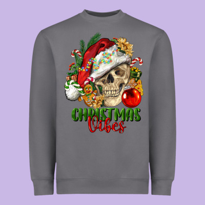 Christmas Vibes Human Skull Heavyweight Sweatshirt Designed By Fadigitalartstudio