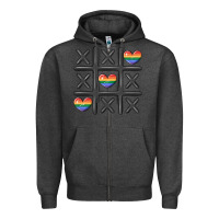 Charcoal Heather pride tic tac toe Zipper Hoodie - MaliasSmallBusiness