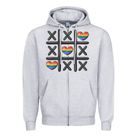 Heather Grey pride tic tac toe Zipper Hoodie - MaliasSmallBusiness
