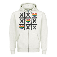 Oatmeal Heather pride tic tac toe Zipper Hoodie - MaliasSmallBusiness