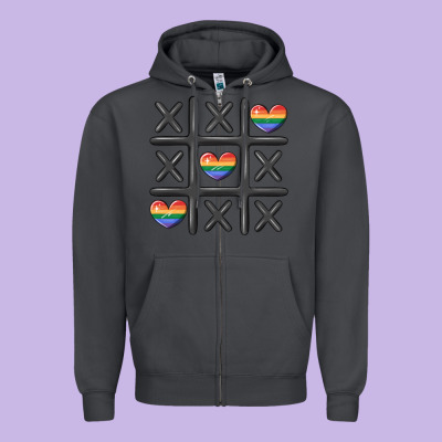 Pride Tic Tac Toe Zipper Hoodie Designed By Maliassmallbusiness