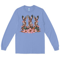 Colony Blue rabbits with blossom flower Long Sleeve Tee - Artiststas
