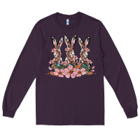 Plum rabbits with blossom flower Long Sleeve Tee - Artiststas