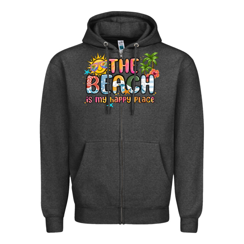 The Beach Is My Happy Place Zipper Hoodie by MaliasSmallBusiness | Teevron