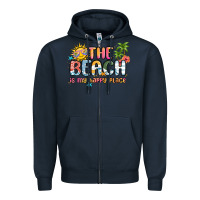 Navy the beach is my happy place Zipper Hoodie - MaliasSmallBusiness
