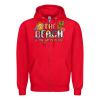 Red the beach is my happy place Zipper Hoodie - MaliasSmallBusiness