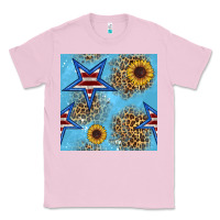 Bubblegum Pink american star and sunflower seamless  pattern Classic Tee - BundleAndBundleShop
