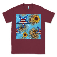 Burgundy american star and sunflower seamless  pattern Classic Tee - BundleAndBundleShop