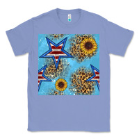Colony Blue american star and sunflower seamless  pattern Classic Tee - BundleAndBundleShop