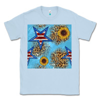 Dusty Blue american star and sunflower seamless  pattern Classic Tee - BundleAndBundleShop