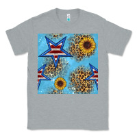 Heather Grey american star and sunflower seamless  pattern Classic Tee - BundleAndBundleShop