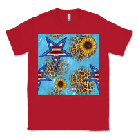 Red american star and sunflower seamless  pattern Classic Tee - BundleAndBundleShop