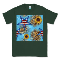 Sports Green american star and sunflower seamless  pattern Classic Tee - BundleAndBundleShop