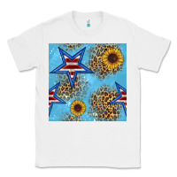 White american star and sunflower seamless  pattern Classic Tee - BundleAndBundleShop