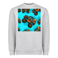 Heather Grey monster truck pre teen seamless pattern Heavyweight Sweatshirt - HRA Design Shop