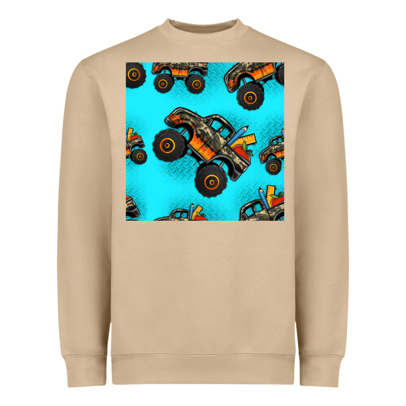 Monster Truck Pre Teen Seamless Pattern Heavyweight Sweatshirt by HRA Design Shop | Teevron