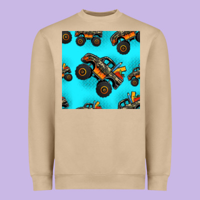 Monster Truck Pre Teen Seamless Pattern Heavyweight Sweatshirt Designed By Hra Design Shop