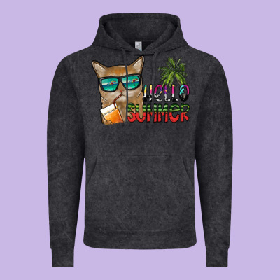 Hello Summer Vintage Hoodie Designed By Sublimationcraftshop
