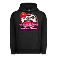 Pigment Black Gaming is my valentine Urban Hoodie - HowdyJamesFarm