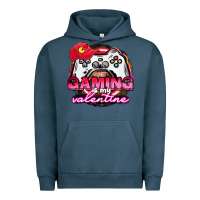 Pigment Midnight Navy Gaming is my valentine Urban Hoodie - HowdyJamesFarm
