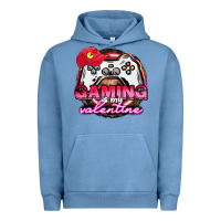 Pigment Pebble Blue Gaming is my valentine Urban Hoodie - HowdyJamesFarm