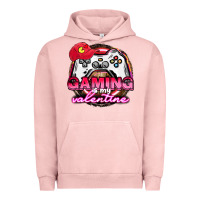 Pigment Salmon Gaming is my valentine Urban Hoodie - HowdyJamesFarm