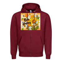 Burgundy bee happy Zipper Hoodie - MaliasSmallBusiness