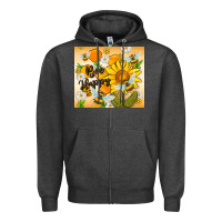 Charcoal Heather bee happy Zipper Hoodie - MaliasSmallBusiness