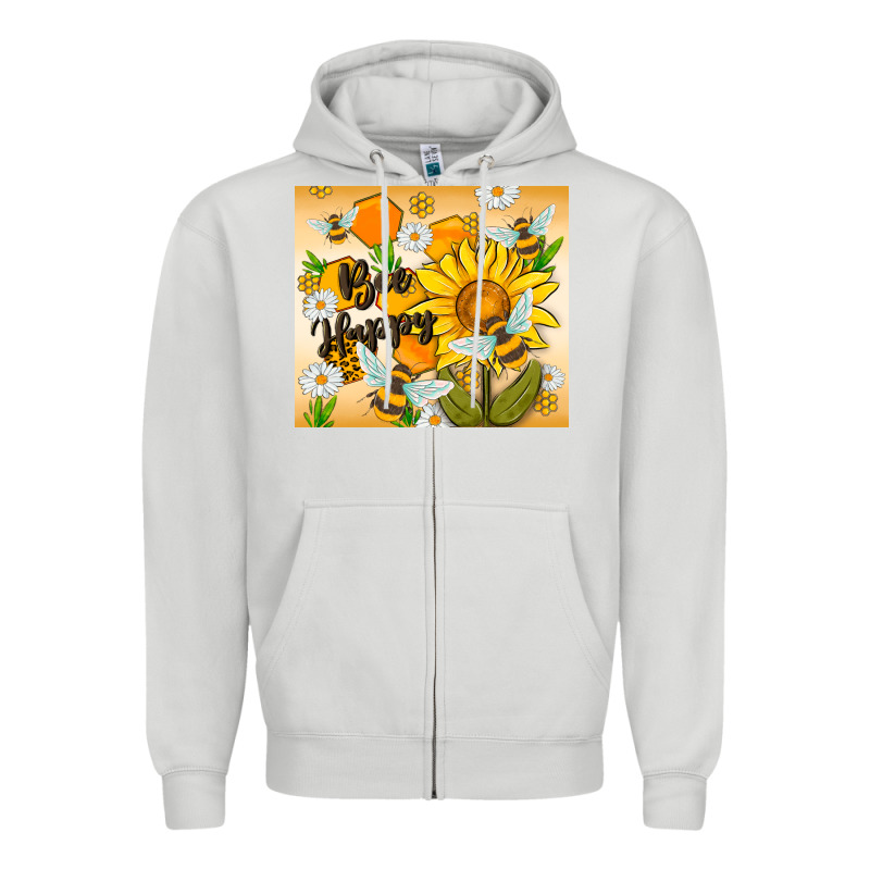 Bee Happy Zipper Hoodie by MaliasSmallBusiness | Teevron
