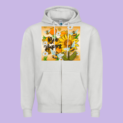 Bee Happy Zipper Hoodie Designed By Maliassmallbusiness