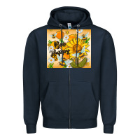 Navy bee happy Zipper Hoodie - MaliasSmallBusiness