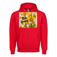 Red bee happy Zipper Hoodie - MaliasSmallBusiness